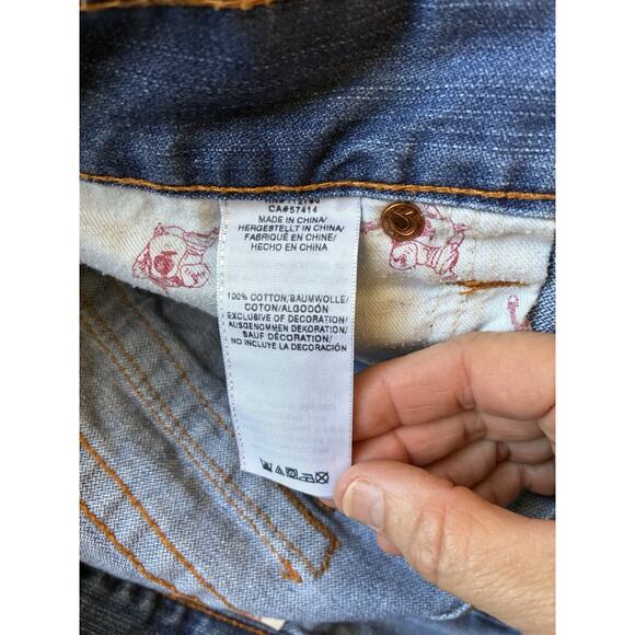 True Religion Skinny Flap Orange Stitch Jeans Mens 33 X 33 Red Distressed Thrash - Picture 9 of 16